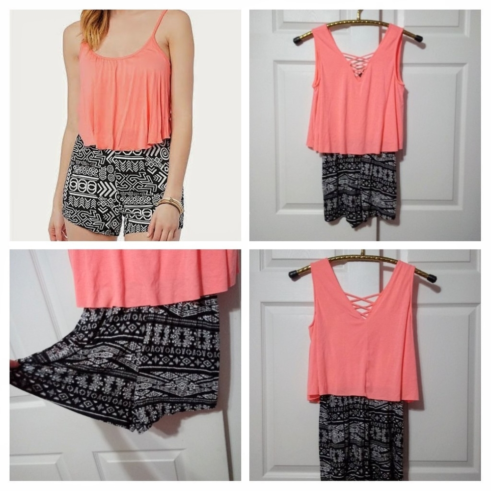 Coral and Aztec Romper